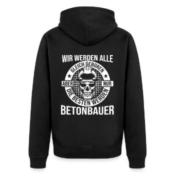 Nur die besten werden Betonbauer - Unisex Premium Bio Zip Hoodie - Schwarz - Hinten - Nico (187cm)
