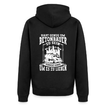 Hart genug um Betonbauer zu sein Beruf - Unisex Premium Bio Zip Hoodie - Schwarz - Hinten - Nico (187cm)