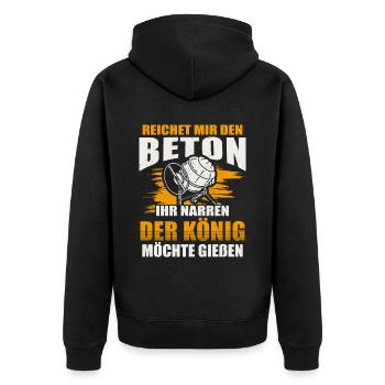 Reichet mir den Beton Betonbauer - Unisex Premium Bio Zip Hoodie - Schwarz - Hinten - Nico (187cm)