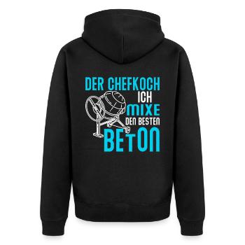 Ich mixe den besten Beton Betonbauer - Unisex Premium Bio Zip Hoodie - Schwarz - Hinten - Nico (187cm)