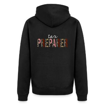 Taxifahrer Leopard Print lustiges Geschenk - Unisex Premium Bio Zip Hoodie - Schwarz - Hinten - Nico (187cm)