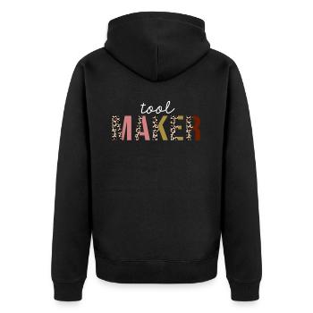 Tool Maker Leopard Print lustiges Geschenk - Unisex Premium Bio Zip Hoodie - Schwarz - Hinten - Nico (187cm)