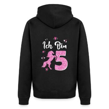 Birthday Girl 5 Years Horse Princess - Unisex Premium Organic Zip Hoodie - black - Back - Nico (187cm)