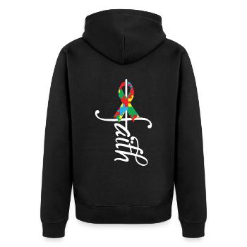 Ribbon Autism Awareness - Unisex Premium Organic Zip Hoodie - black - Back - Nico (187cm)