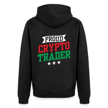 Stolzer Krypto Trader Crypto Traden Trading - Unisex Premium Bio Zip Hoodie - Schwarz - Hinten - Nico (187cm)