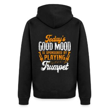 Trumpet Player Vintage Today's - Unisex Premium Bio Zip Hoodie - Schwarz - Hinten - Nico (187cm)