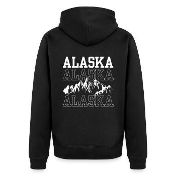 Alaska Wanderung Wandern Natur Wanderer - Unisex Premium Bio Zip Hoodie - Schwarz - Hinten - Nico (187cm)