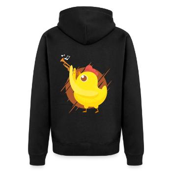 Trumpet Player Girl Chicken - Unisex Premium Organic Zip Hoodie - black - Back - Nico (187cm)