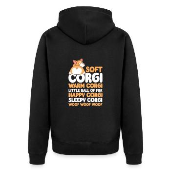 Corgi - Unisex Premium Bio Zip Hoodie - Schwarz - Hinten - Nico (187cm)