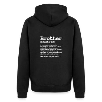 Bruder - Unisex Premium Bio Zip Hoodie - Schwarz - Hinten - Nico (187cm)
