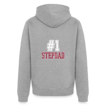 Stiefvater - Unisex Premium Bio Zip Hoodie - Grau meliert - Hinten - Nico (187cm)