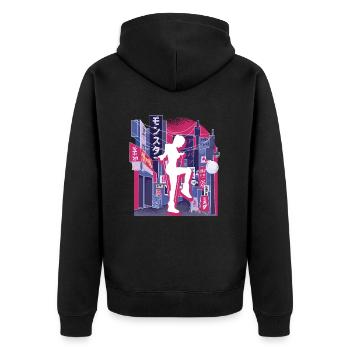 Asiatische Stadt Rope Jumping - Unisex Premium Bio Zip Hoodie - Schwarz - Hinten - Nico (187cm)