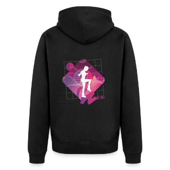 Vaporwave Rope Jumping - Unisex Premium Bio Zip Hoodie - Schwarz - Hinten - Nico (187cm)