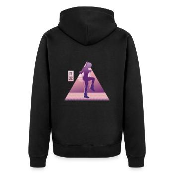 Vaporwave Rope Jumping - Unisex Premium Bio Zip Hoodie - Schwarz - Hinten - Nico (187cm)