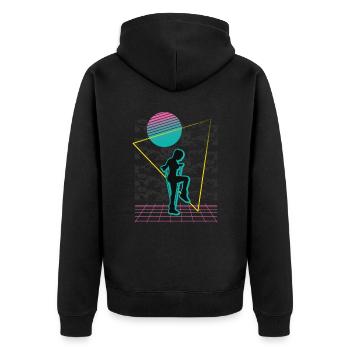 Vaporwave Rope Jumping - Unisex Premium Bio Zip Hoodie - Schwarz - Hinten - Nico (187cm)
