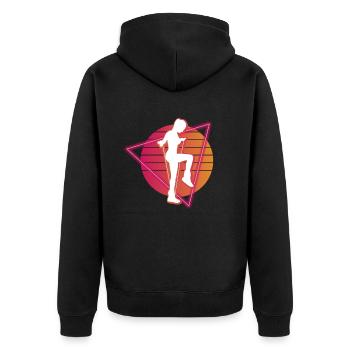 Vaporwave Rope Jumping - Unisex Premium Bio Zip Hoodie - Schwarz - Hinten - Nico (187cm)