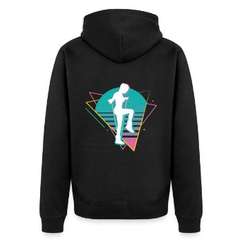 Vaporwave Rope Jumping - Unisex Premium Bio Zip Hoodie - Schwarz - Hinten - Nico (187cm)