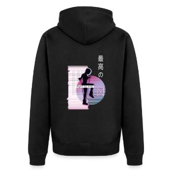 Vaporwave Metaverse Saut à la corde - Veste à capuche bio Premium Unisexe - noir - Dos - Nico (187cm)