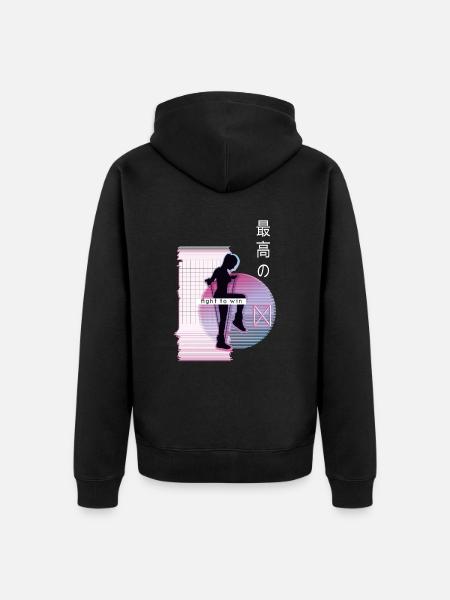 Vaporwave Metaverse Rope Jumping - Unisex Premium Organic Zip Hoodie - black