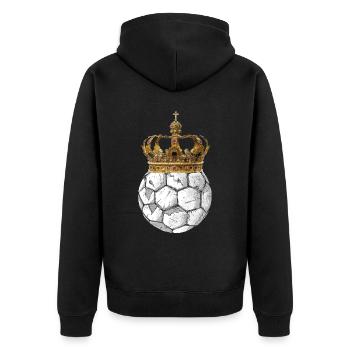 Fußball König Profi Weltfussballer Sport Krone - Unisex Premium Bio Zip Hoodie - Schwarz - Hinten - Nico (187cm)