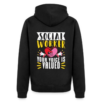 School Social Work Month Hands - Unisex Premium Organic Zip Hoodie - black - Back - Nico (187cm)