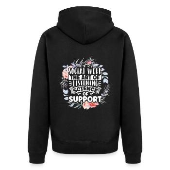 School Social Work Month Flowers - Unisex Premium Bio Zip Hoodie - Schwarz - Hinten - Nico (187cm)