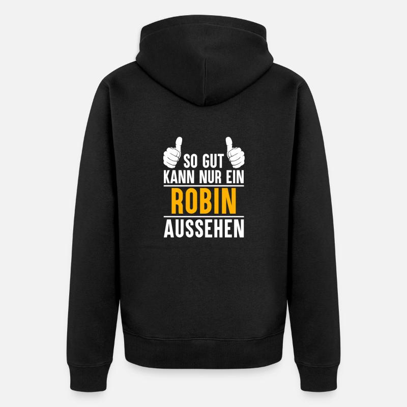 Robin Vorname Name Geschenk - Unisex Premium Bio Zip Hoodie - Schwarz
