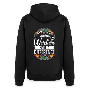 School Social Work Month Flowers - Unisex Premium Organic Zip Hoodie - black - Back - Nico (187cm)