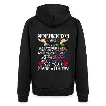 School Social Work Month Hands - Unisex Premium Organic Zip Hoodie - black - Back - Nico (187cm)