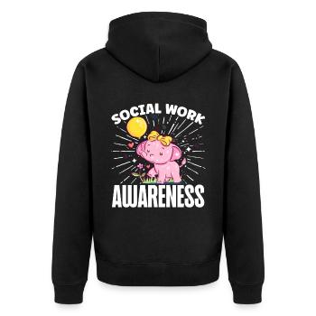 School Social Work Month Elephant - Unisex Premium Organic Zip Hoodie - black - Back - Nico (187cm)