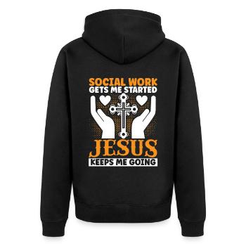 School Social Work Month Hands - Unisex Premium Organic Zip Hoodie - black - Back - Nico (187cm)
