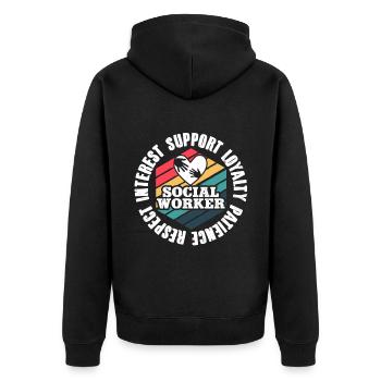 Mois du travail social scolaire Retro - Veste à capuche bio Premium Unisexe - noir - Dos - Nico (187cm)