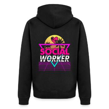 School Social Work Month Retro - Unisex Premium Organic Zip Hoodie - black - Back - Nico (187cm)