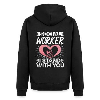 School Social Work Month Heart - Unisex Premium Organic Zip Hoodie - black - Back - Nico (187cm)