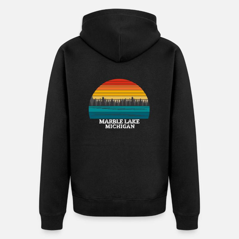 Marble Lake Michigan - Veste à capuche bio Premium Unisexe - noir