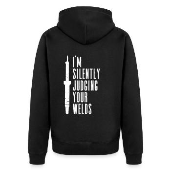 Schweißer Schweißen Handwerker Metallbauer - Unisex Premium Bio Zip Hoodie - Schwarz - Hinten - Nico (187cm)