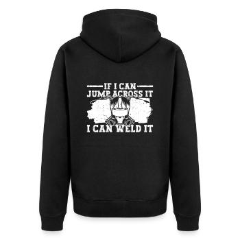 Schweißer Schweißen Handwerker Metallbauer - Unisex Premium Bio Zip Hoodie - Schwarz - Hinten - Nico (187cm)