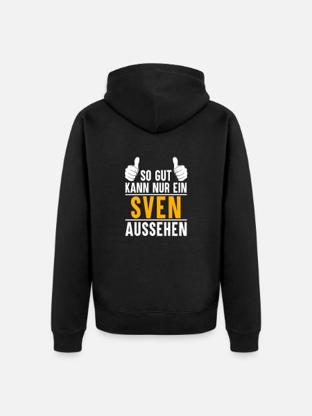 Sven Vorname Name Geschenk - Unisex Premium Bio Zip Hoodie - Schwarz