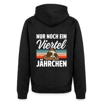 Nur Noch Ein Viertel Jährchen Faultier Geschenk - Unisex Premium Bio Zip Hoodie - Schwarz - Hinten - Nico (187cm)