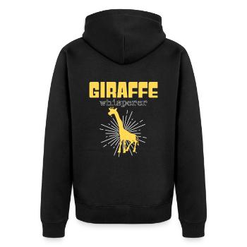 Giraffe Whisperer - Unisex Premium Organic Zip Hoodie - black - Back - Nico (187cm)