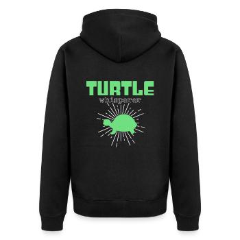 Turtle Whisperer - Unisex Premium Organic Zip Hoodie - black - Back - Nico (187cm)