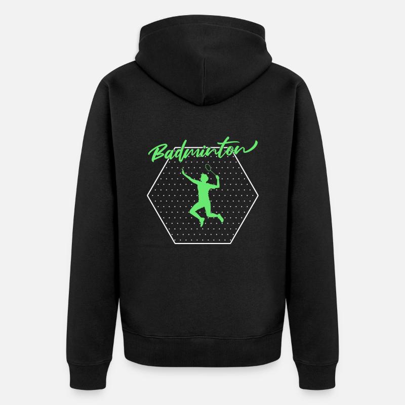 Badminton - Unisex Premium Bio Zip Hoodie - Schwarz