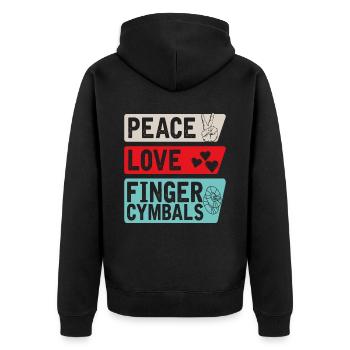 Peace Love Finger Cymbals Belly Dance - Unisex Premium Organic Zip Hoodie - black - Back - Nico (187cm)