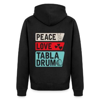 Peace Love Tabla Tambour Instrument de Musique - Veste à capuche bio Premium Unisexe - noir - Dos - Nico (187cm)