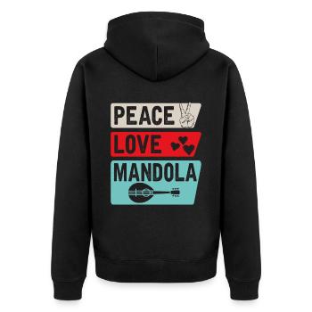 Peace Love Mandola Trombone Instrument - Unisex Premium Organic Zip Hoodie - black - Back - Nico (187cm)