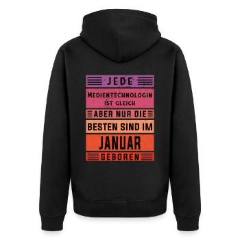 Drucker Geburtstag Januar geboren - Unisex Premium Bio Zip Hoodie - Schwarz - Hinten - Nico (187cm)