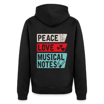 Peace Love Musical Notes Instrument - Unisex Premium Bio Zip Hoodie - Schwarz - Hinten - Nico (187cm)