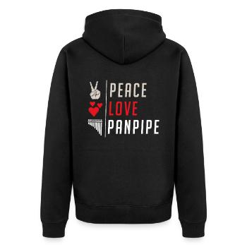 Peace Love Panpipe Flute Instrument - Unisex Premium Organic Zip Hoodie - black - Back - Nico (187cm)
