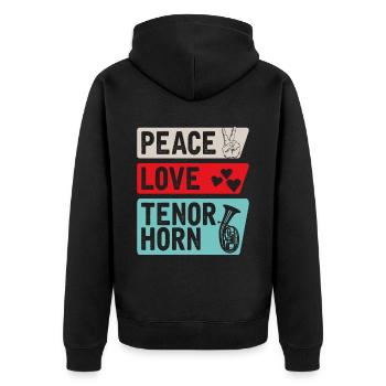 Peace Love Tenor Horn Marching Band - Veste à capuche bio Premium Unisexe - noir - Dos - Nico (187cm)