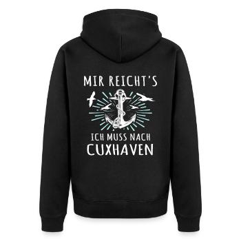 Cuxhaven Nordsee Cuxhavener - Unisex Premium Bio Zip Hoodie - Schwarz - Hinten - Nico (187cm)